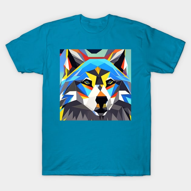 Pop Art Geometric Wolf Head T-Shirt by Chance Two Designs